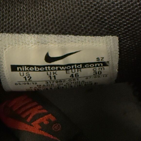 USED Nike Dunk High 2012 AJ1 Pack Black Sport Red Bred 317982-051 Size 12 Men